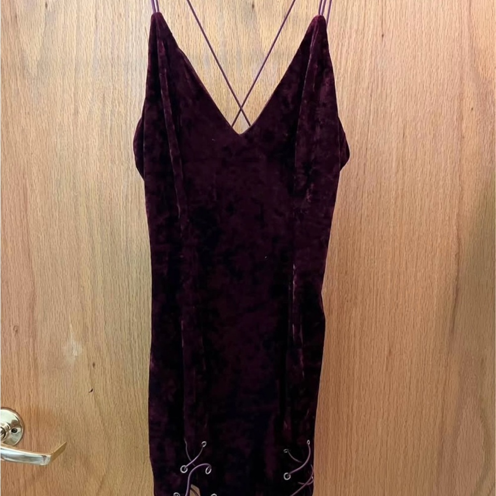 Elegant Velvet Burgundy Dress